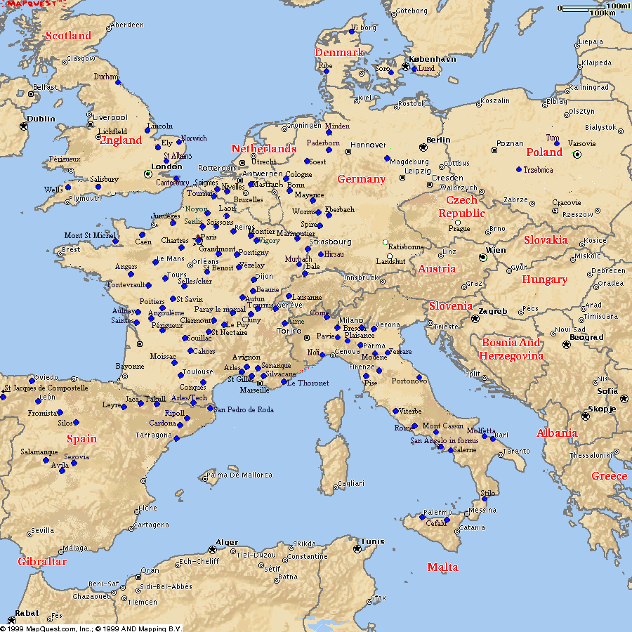 carte des villes européennes
