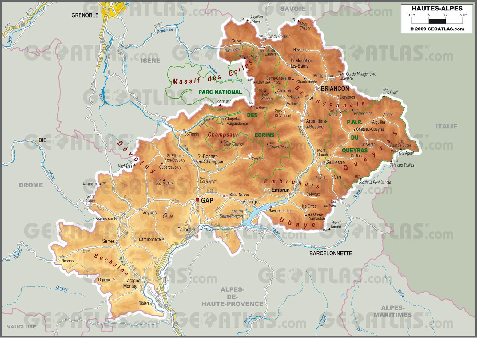 carte hautes alpes