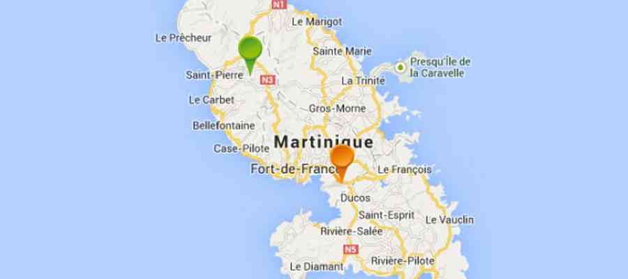 Carte Martinique géographique » Vacances - Arts- Guides ...
