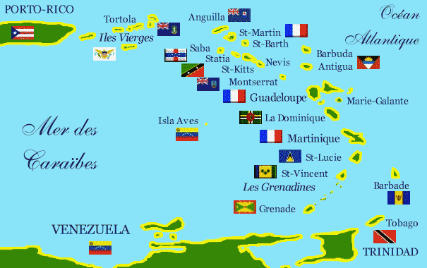 les antilles françaises carte du monde