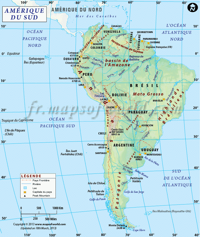 carte amerique du sud