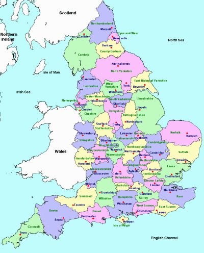 carte angleterre