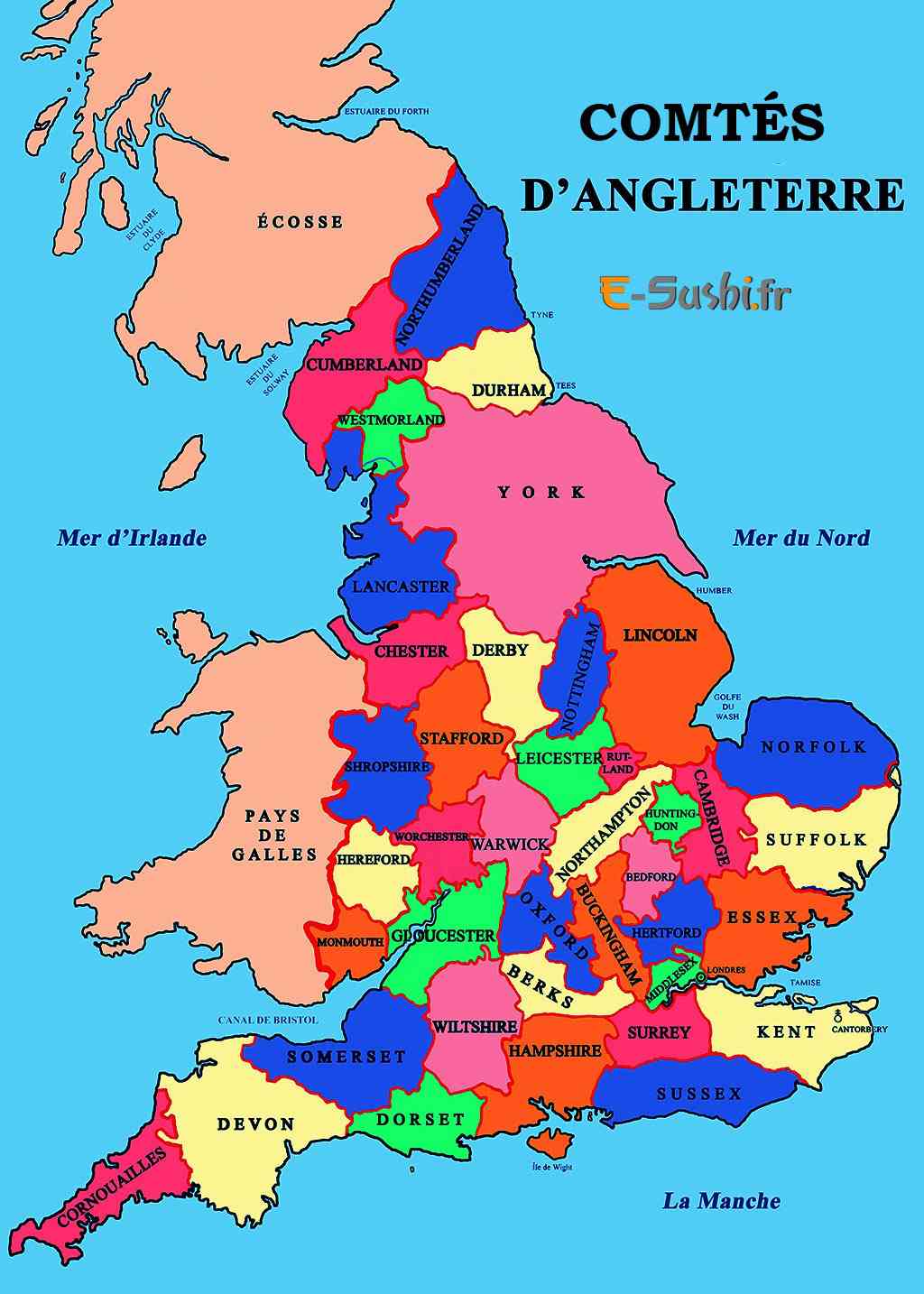 carte angleterre régions