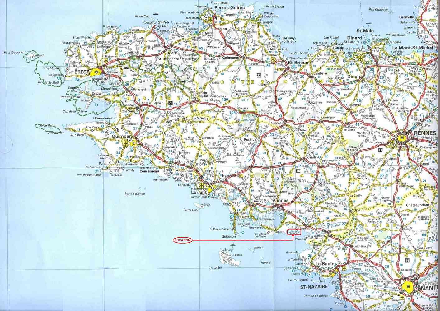 carte bretagne sud