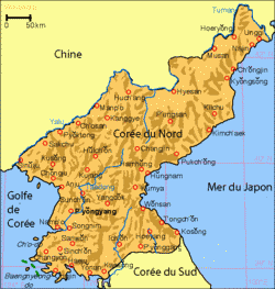 carte de coree du nord