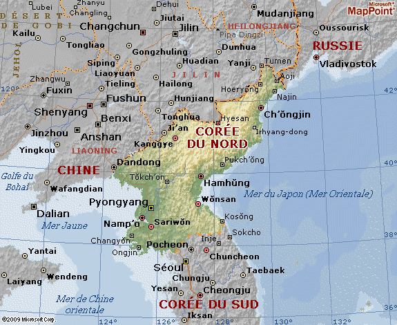 carte de coree du nord
