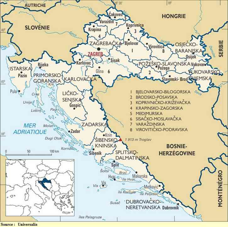 carte de croatie