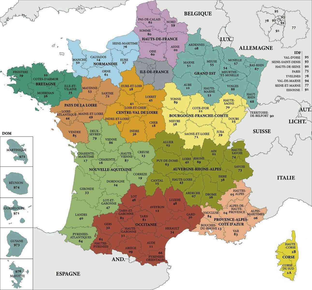 carte de france des regions images