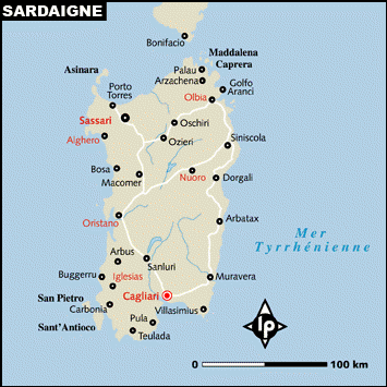 carte de la sardaigne