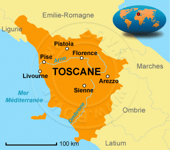 carte région de la toscane