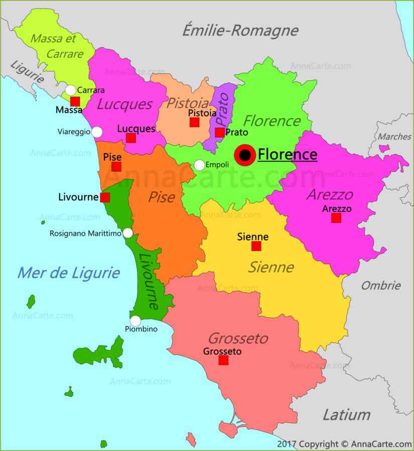 carte touristique de la toscane