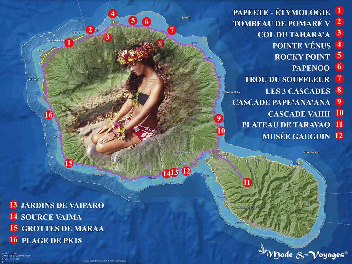 Carte de Tahiti ≡ Voyage - Carte - Plan