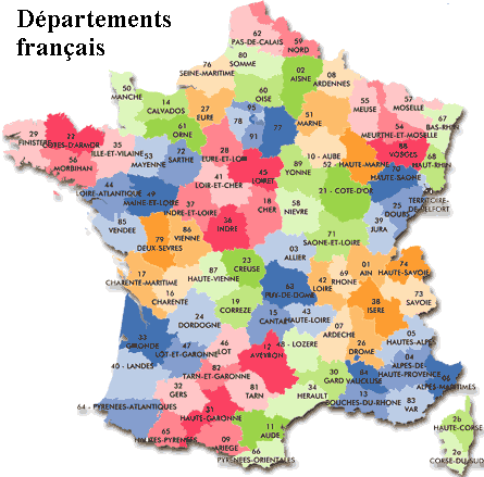 carte des departements de france