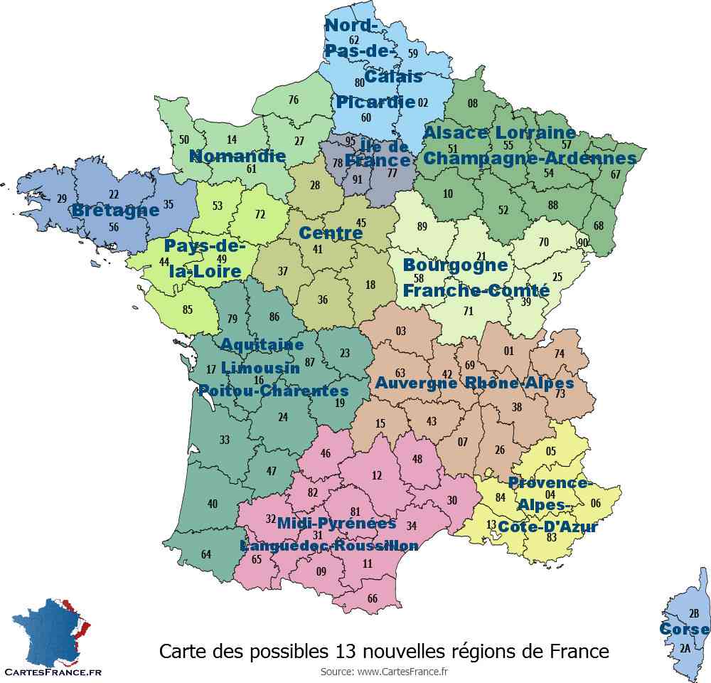 carte des regions en france