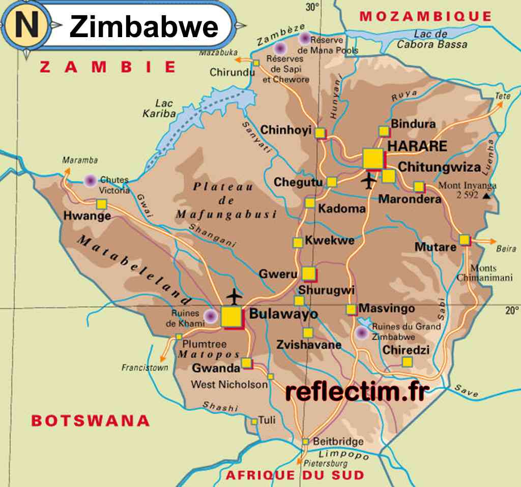 carte du zimbabwe