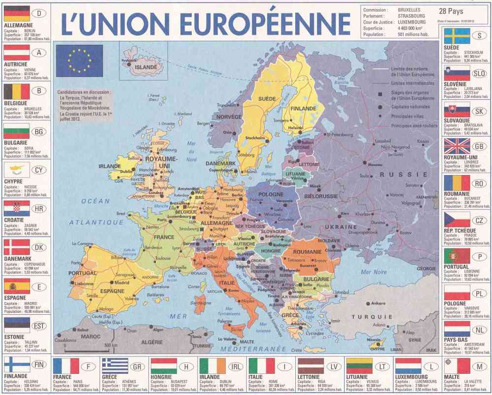 Carte Europe - Géographie des Pays ≡ Voyage - Carte - Plan
