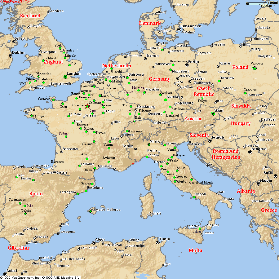carte europe villes