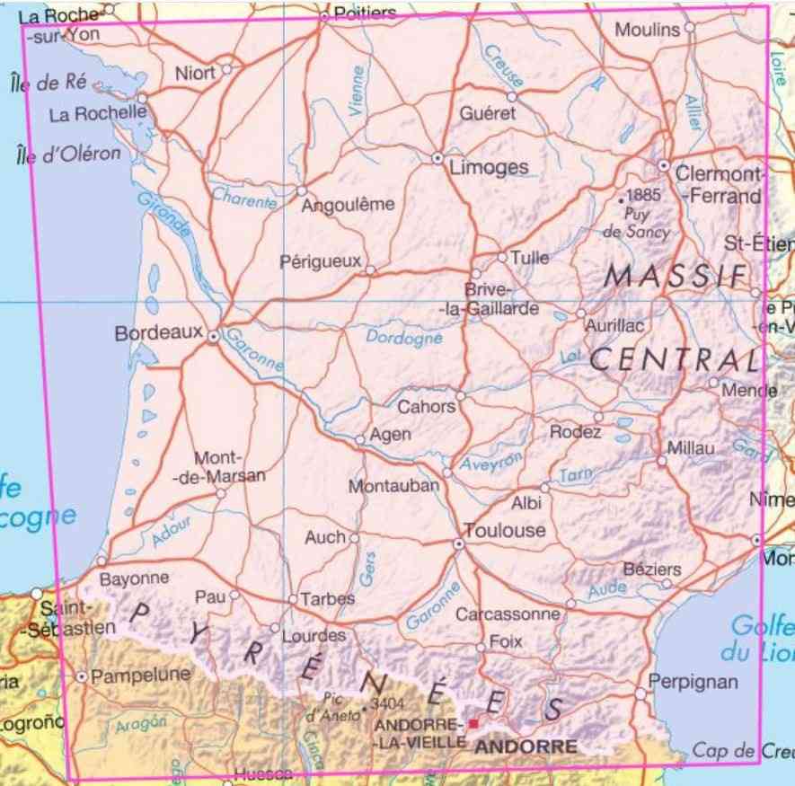 carte france sud ouest
