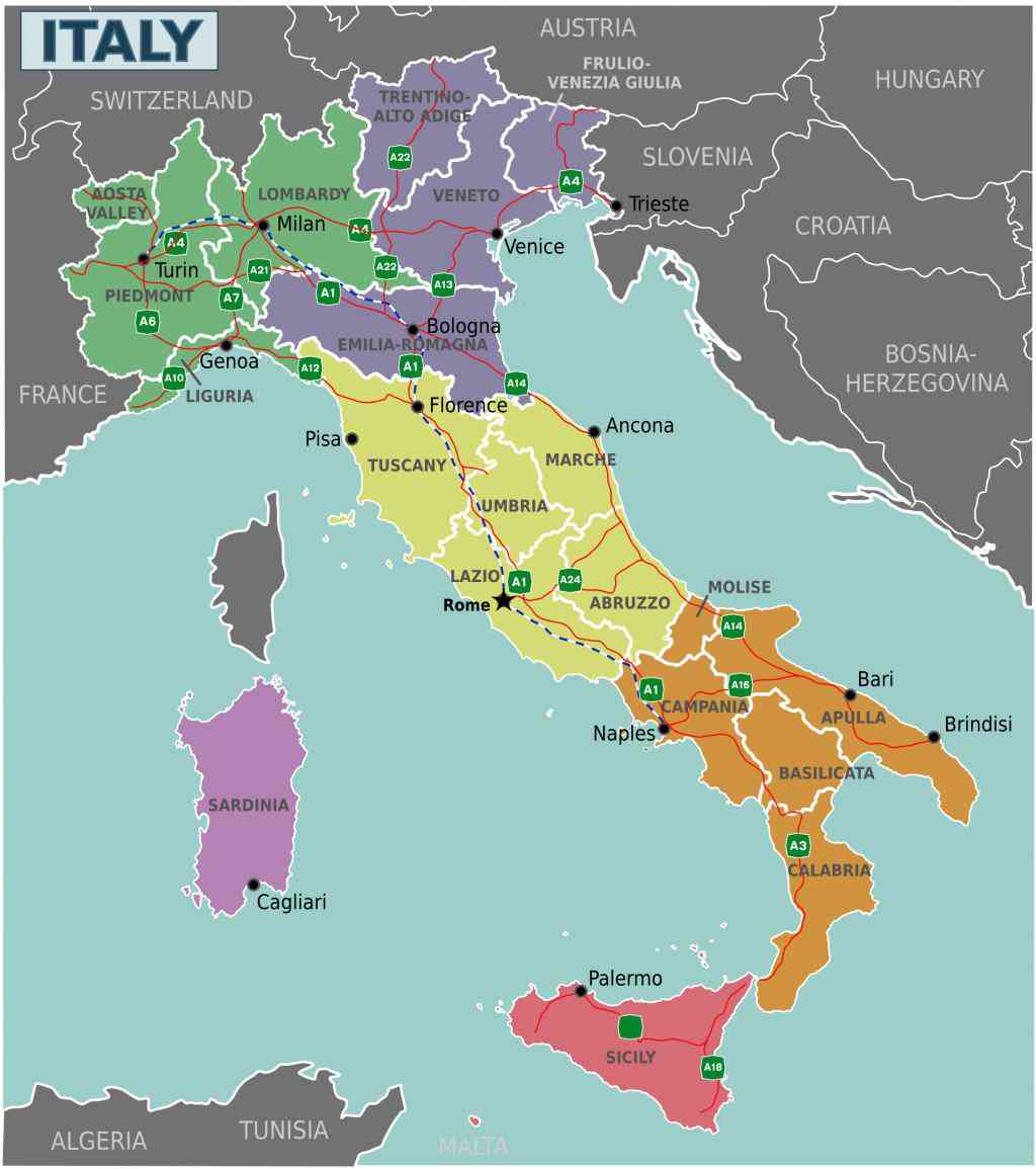 carte italie geographique