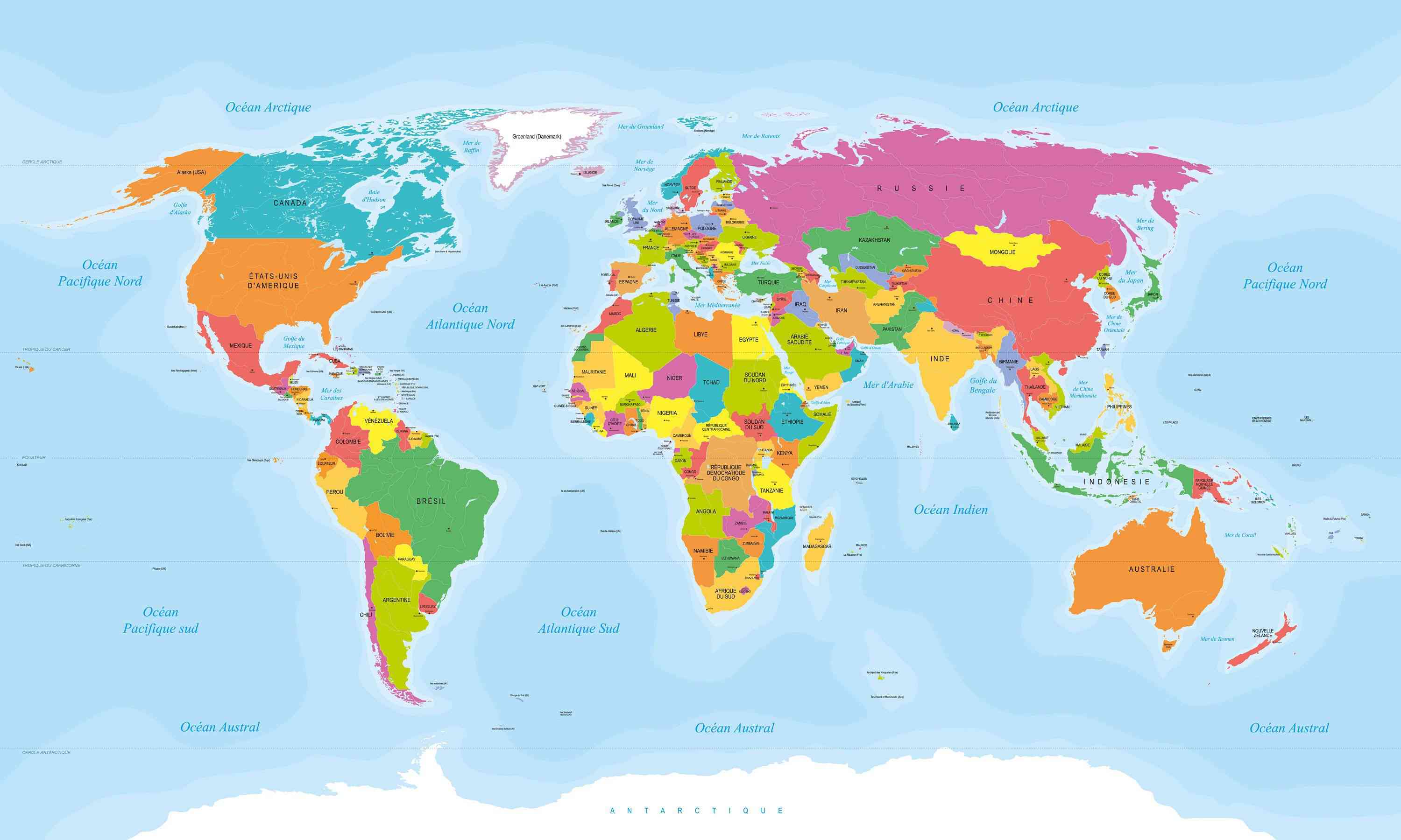 carte mondiale avec pays du monde