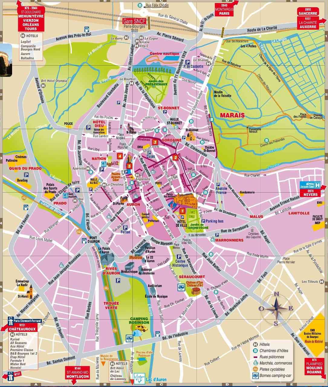 Carte environ Bourges