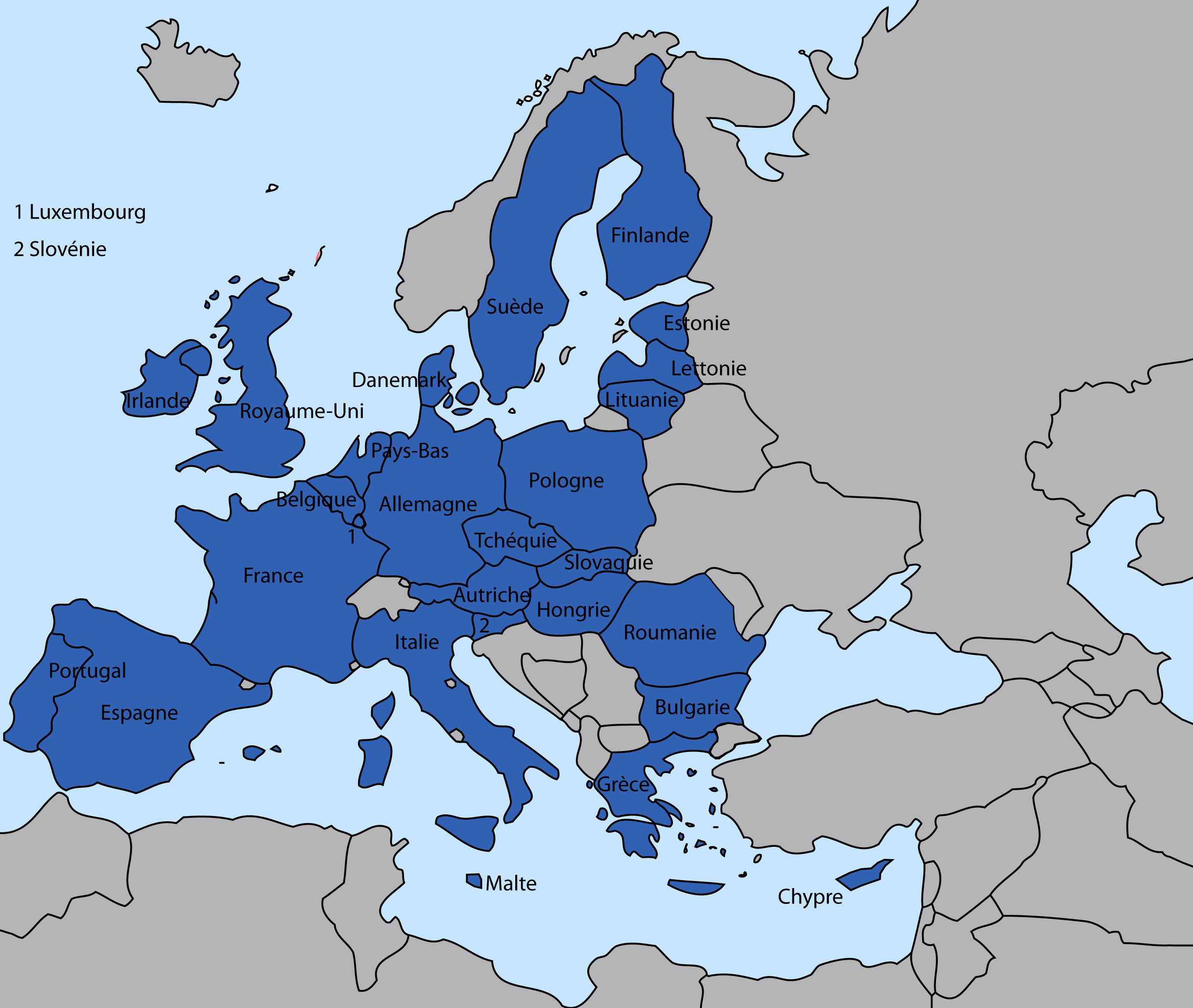 Europe - Carte avec symboles des Pays ≡ Voyage - Carte - Plan