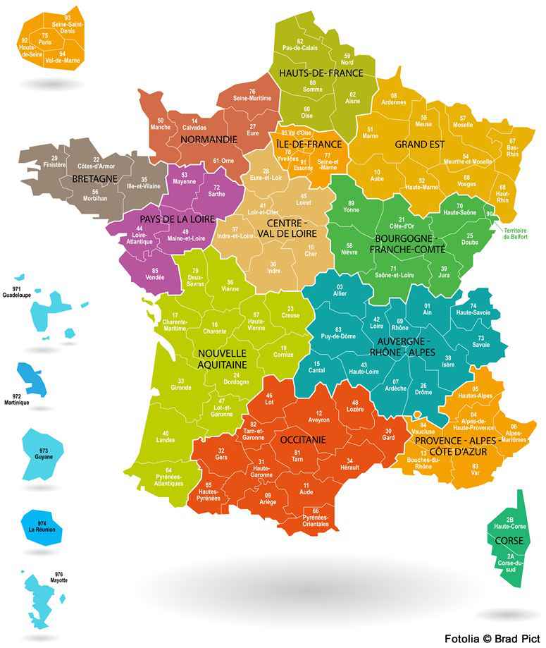 la carte de france avec ses regions