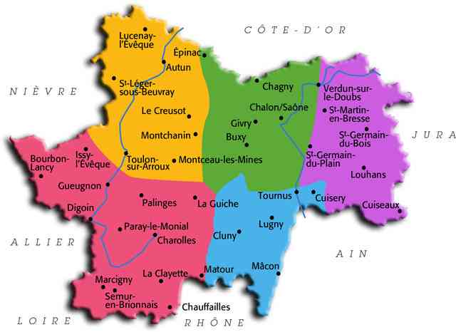 La Saône et Loire ≡ Voyage - Carte - Plan