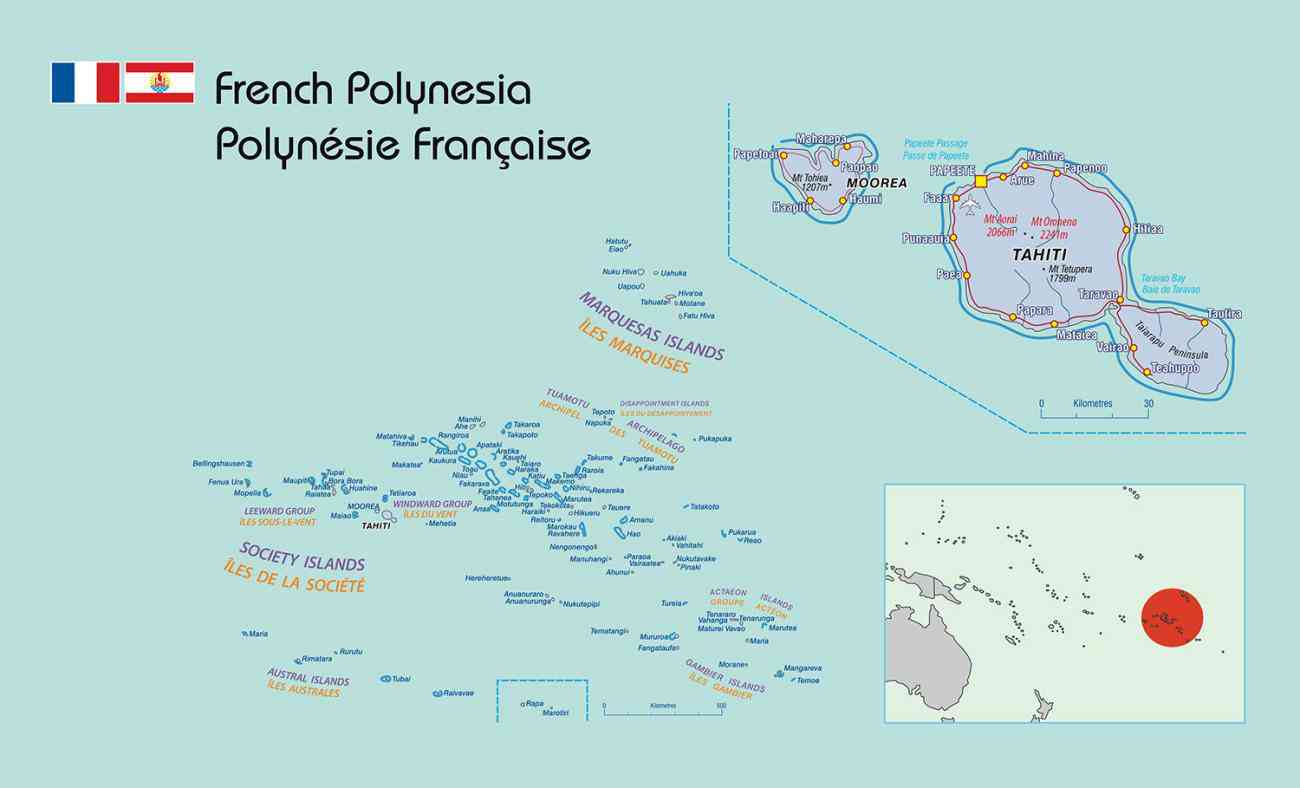 Polynésie française - Carte » Vacances - Guide Voyage