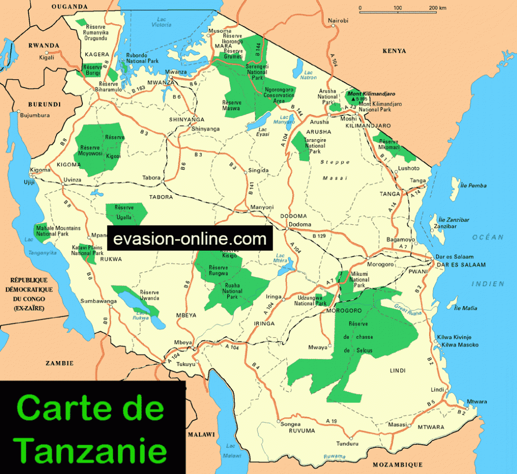 Carte de Tanzanie