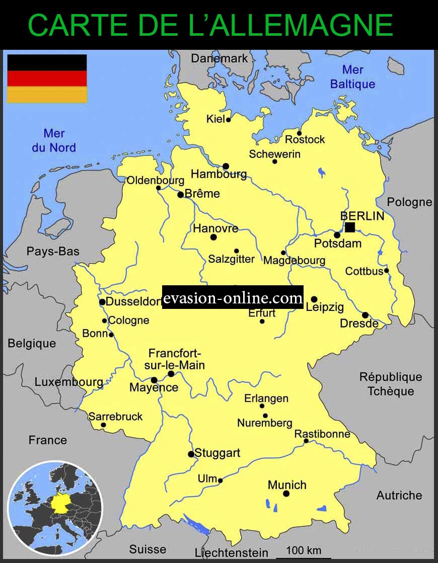 Allemagne De L'est : Carte de l'Allemagne - Carte des villes, du relief ...