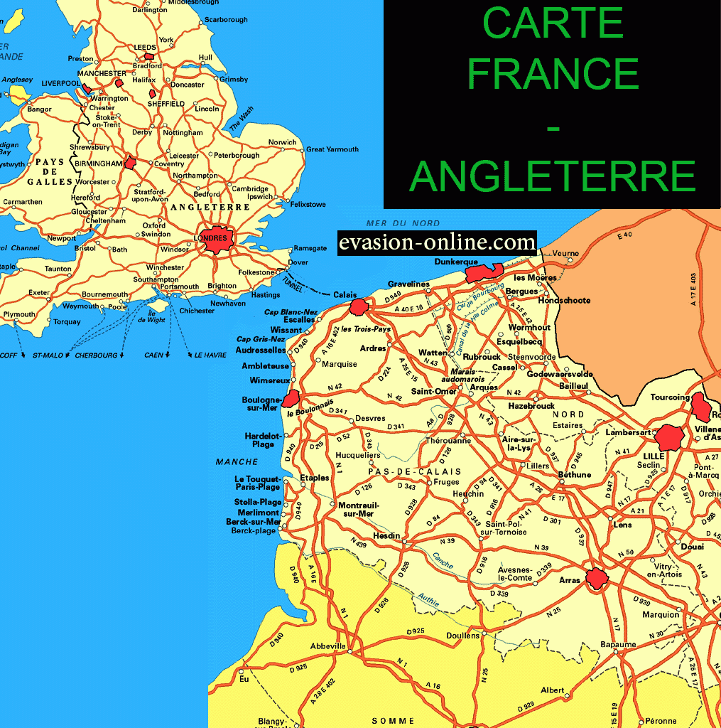 Carte Angleterre-France