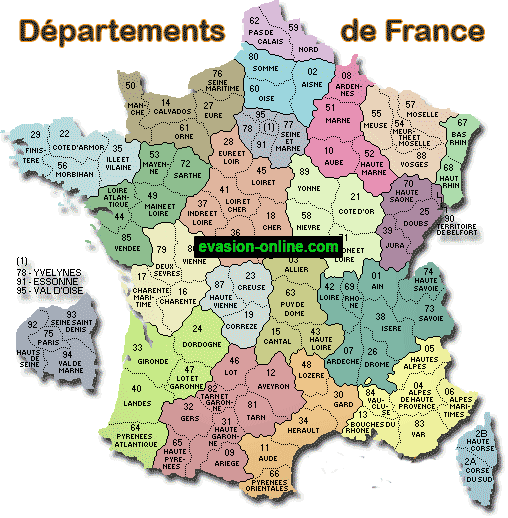 Départements de France - Carte