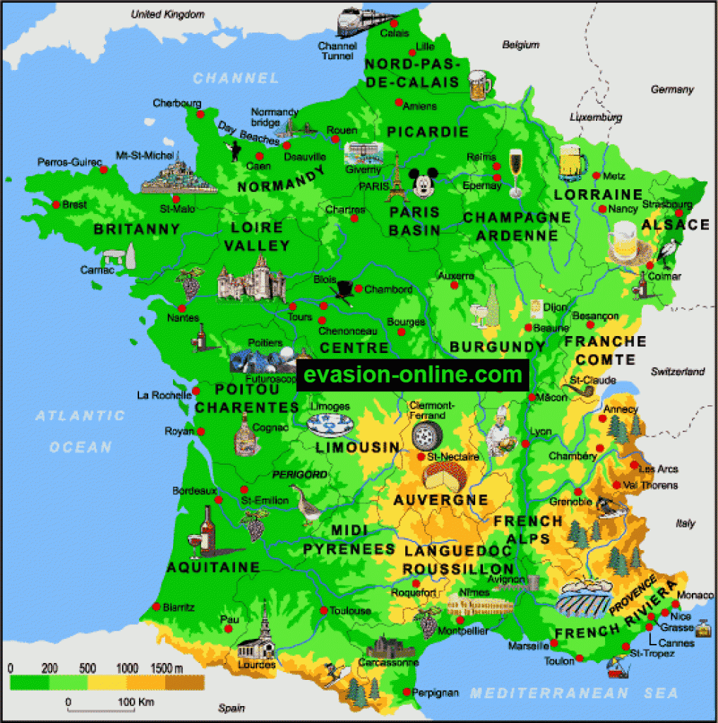 Carte de France détaillée touristique