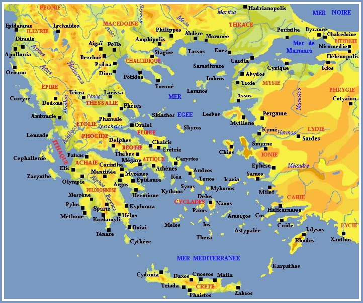 La carte de la Grèce antique