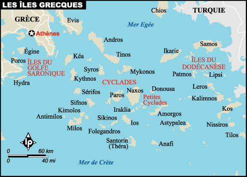 greek islands : carte de Grèce - les cyclades