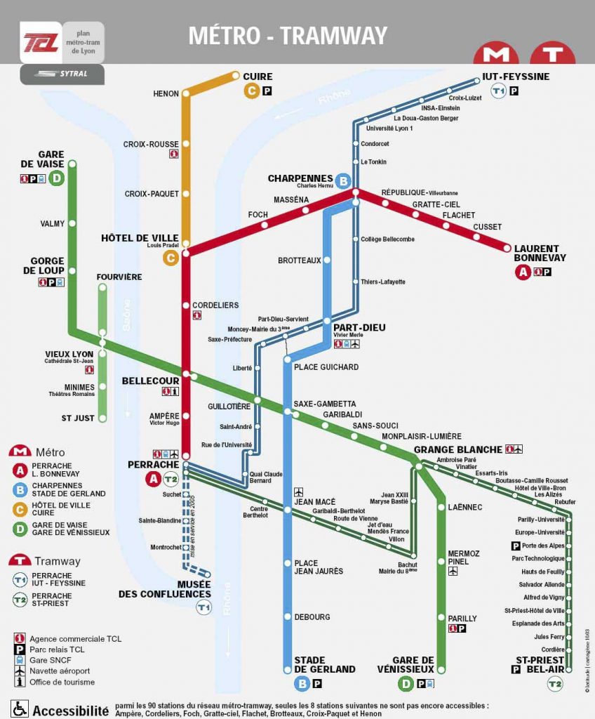 Lyon France Metro Map