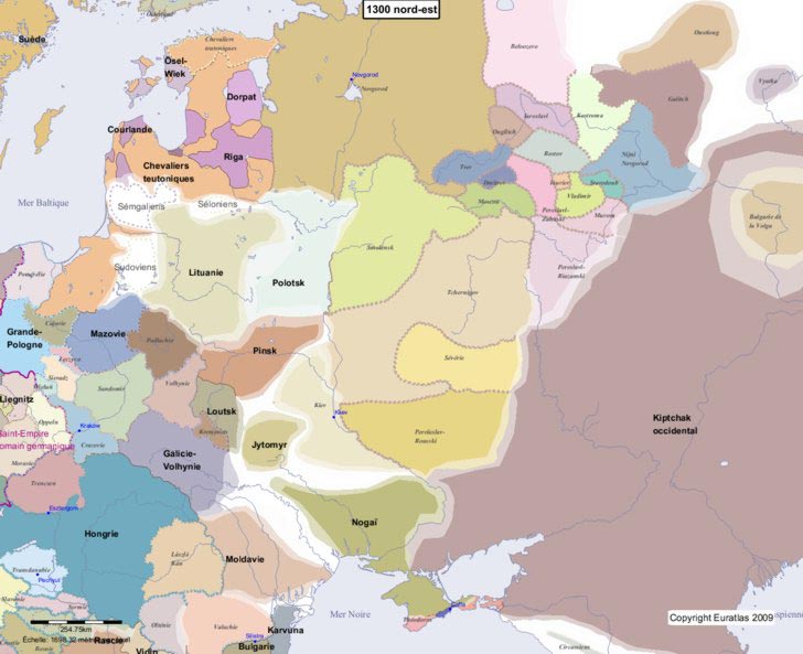 Carte d'Europe 1300 nord-est
