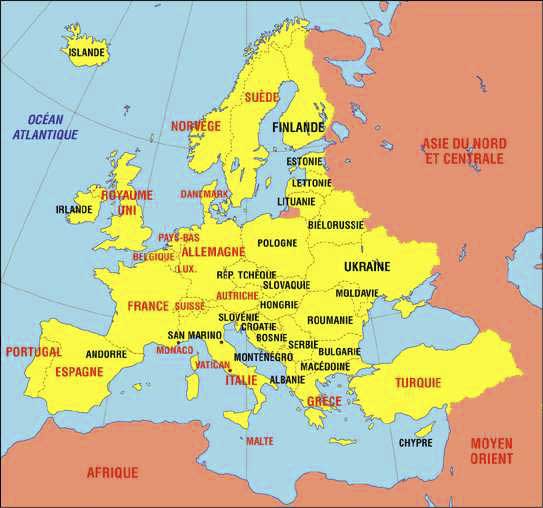 Carte Europe Ouest