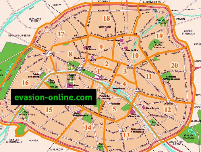 Plan arrondissements de Paris