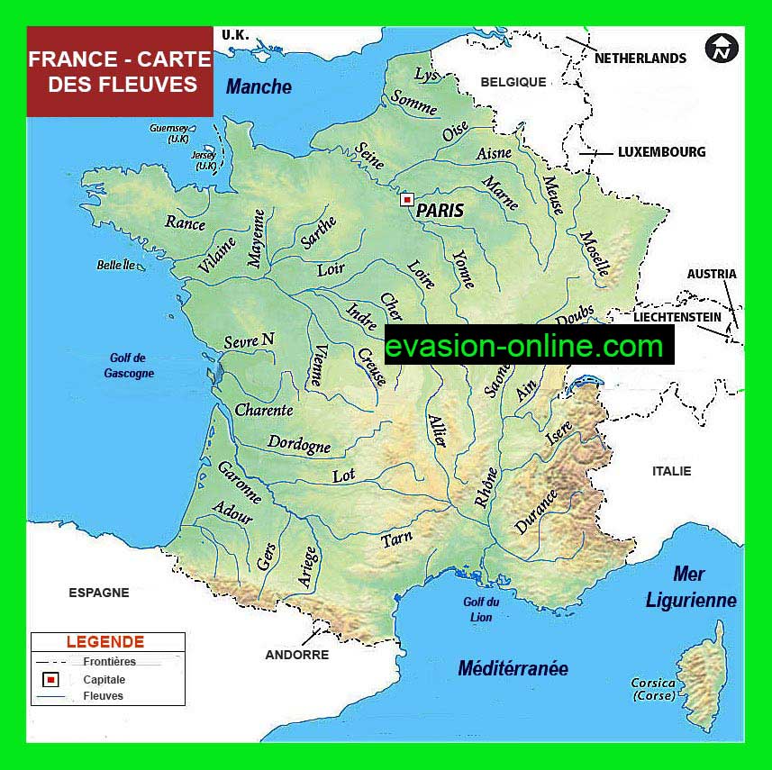 Carte des fleuves de France   Vacances Arts Guides Voyages