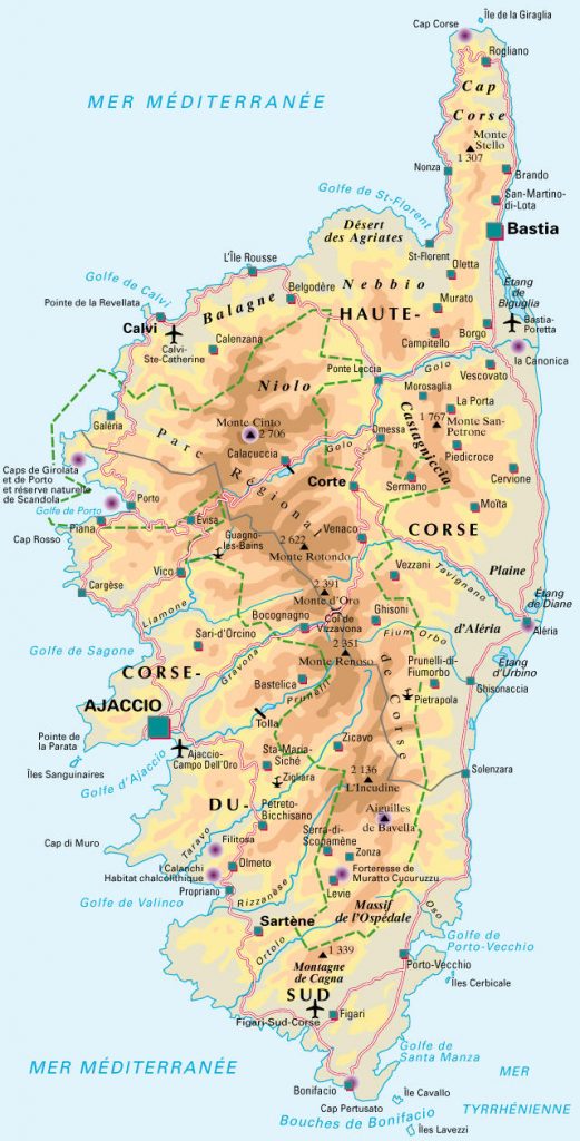 Carte de Corse touristique
