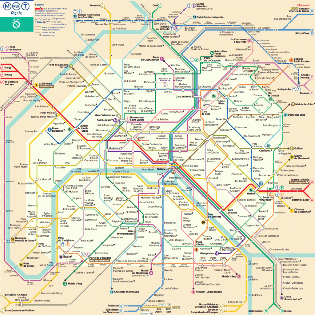 Carte métro Paris - Plan lignes RER - RATP