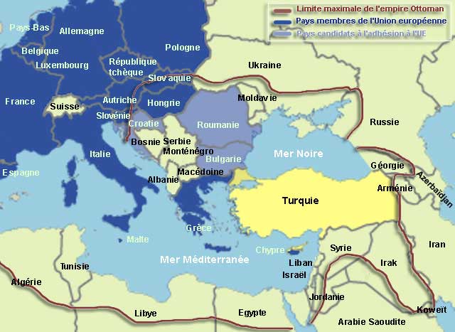 Carte de la Turquie dans l'Europe