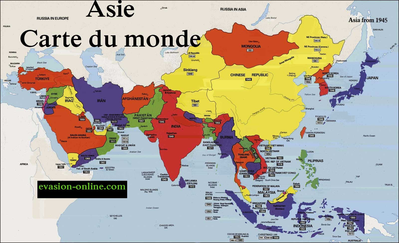 asie carte monde Carte Asie » Vacances   Guide Voyage
