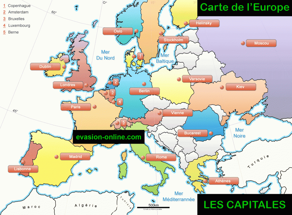 Carte Europe - Capitales