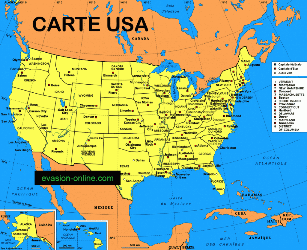 Carte USA - états