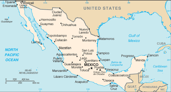 carte mexique plan geographique