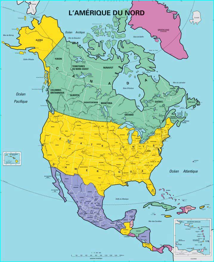 Pays Amérique du nord - Carte