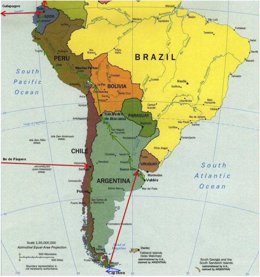 Amérique du Sud - Carte monde
